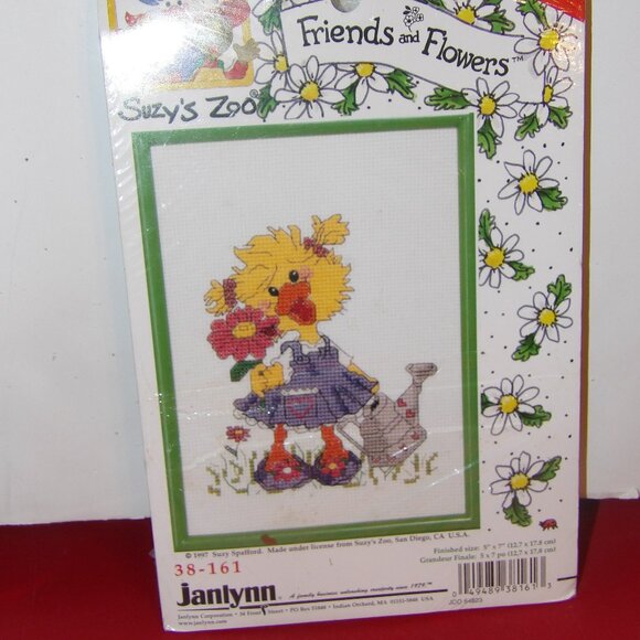 Vintage Suzy's Zoo Suzy Friends and Flowers Cross Stitch Kit w Frame 38-161 - Picture 1 of 3